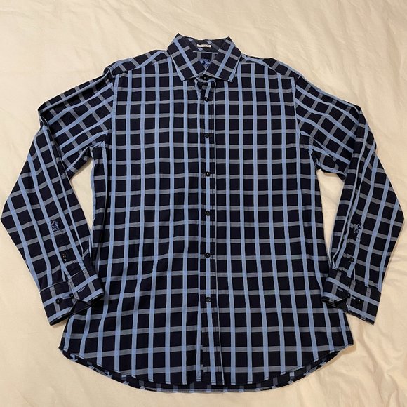 Bugatchi windowpane shirt, Shaped fit, Neck 17.5 - Picture 1 of 3